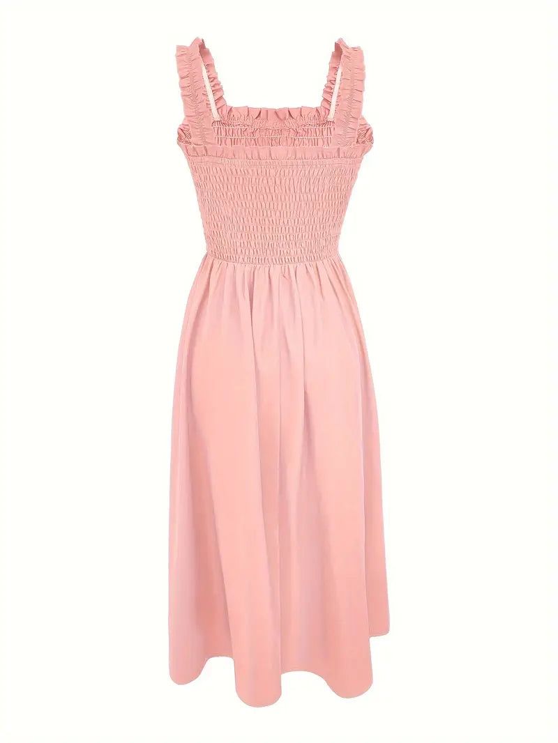 Kvinnors A-Linjeformad Maxiklänning med Shirred Bodice Lättviktsmaterial 4