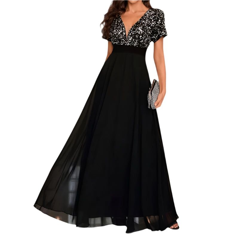 Kvinnors A-linjeformad Klänning med Paljetter 0