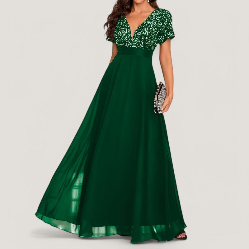 Kvinnors A-linjeformad Klänning med Paljetter 5