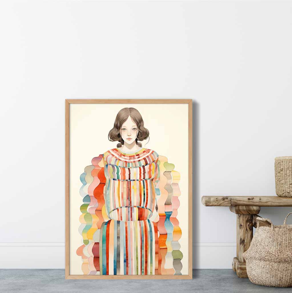 Kvinnors Abstrakt Konsttryck Färgglad Design 5