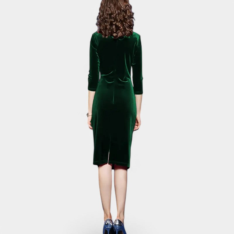 Kvinnors Aftonklänning Asymmetrisk Urringning Velour 6