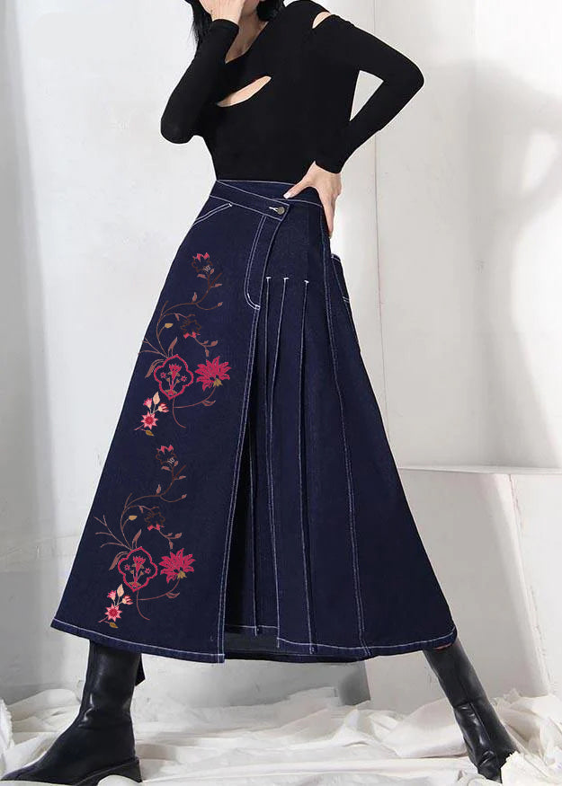 Kvinnors Asymmetrisk Design Denim Kjol 7