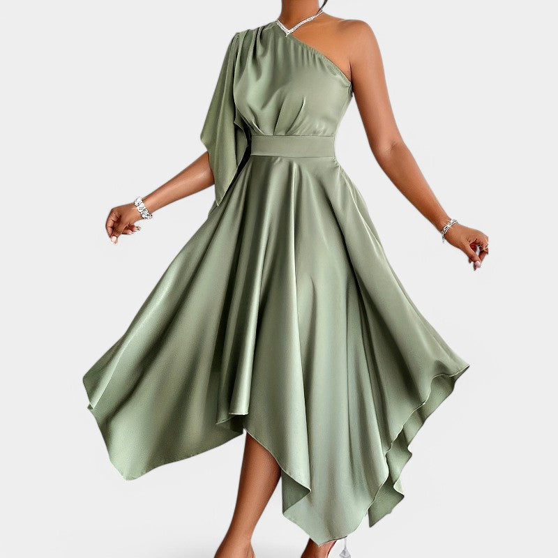 Kvinnors Asymmetrisk Peplum Klänning för Hösten 2