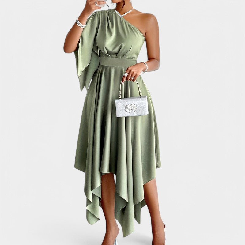 Kvinnors Asymmetrisk Peplum Klänning för Hösten 4