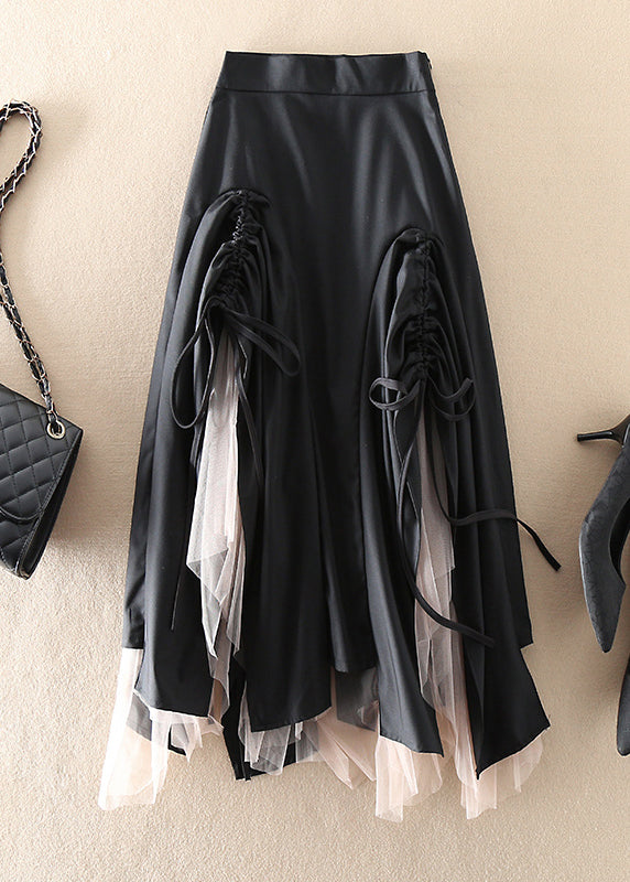 Kvinnors Asymmetrisk Tyllkjol med Dragsko för Vår och Sommar 1