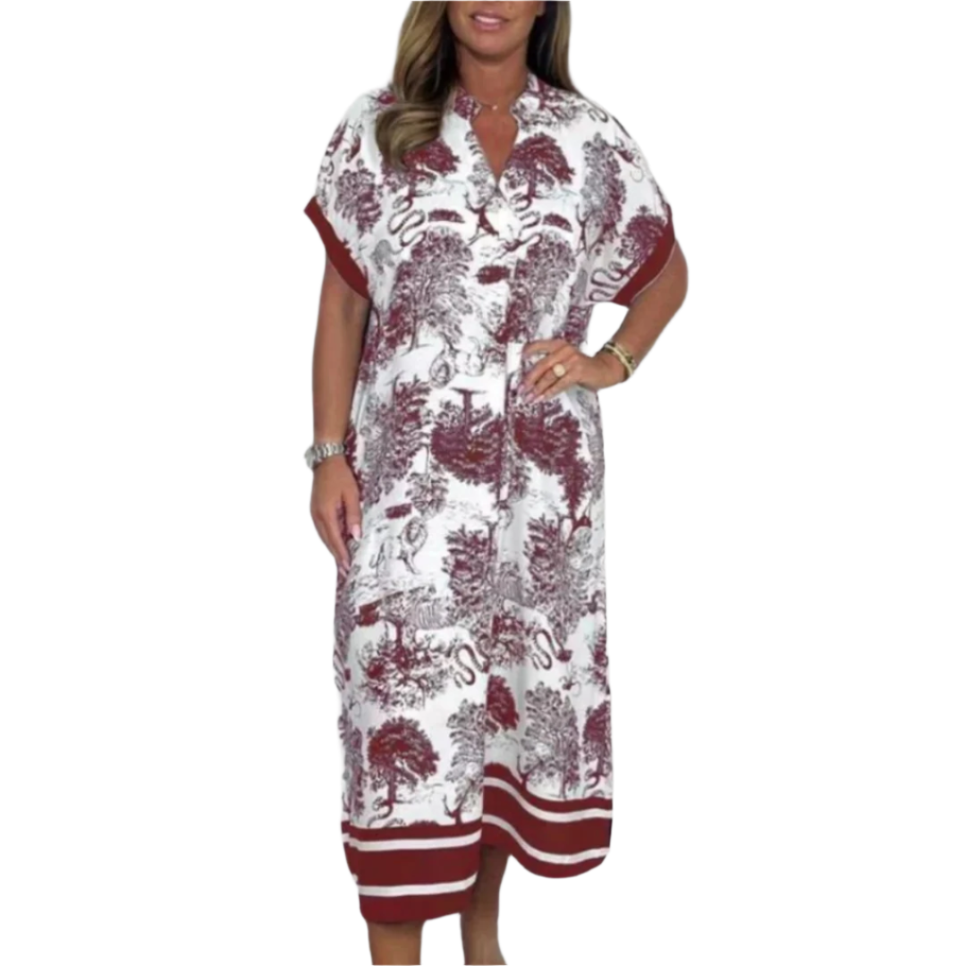 Kvinnors Avslappnad Klänning Med Naturinspirerat Mönster 0