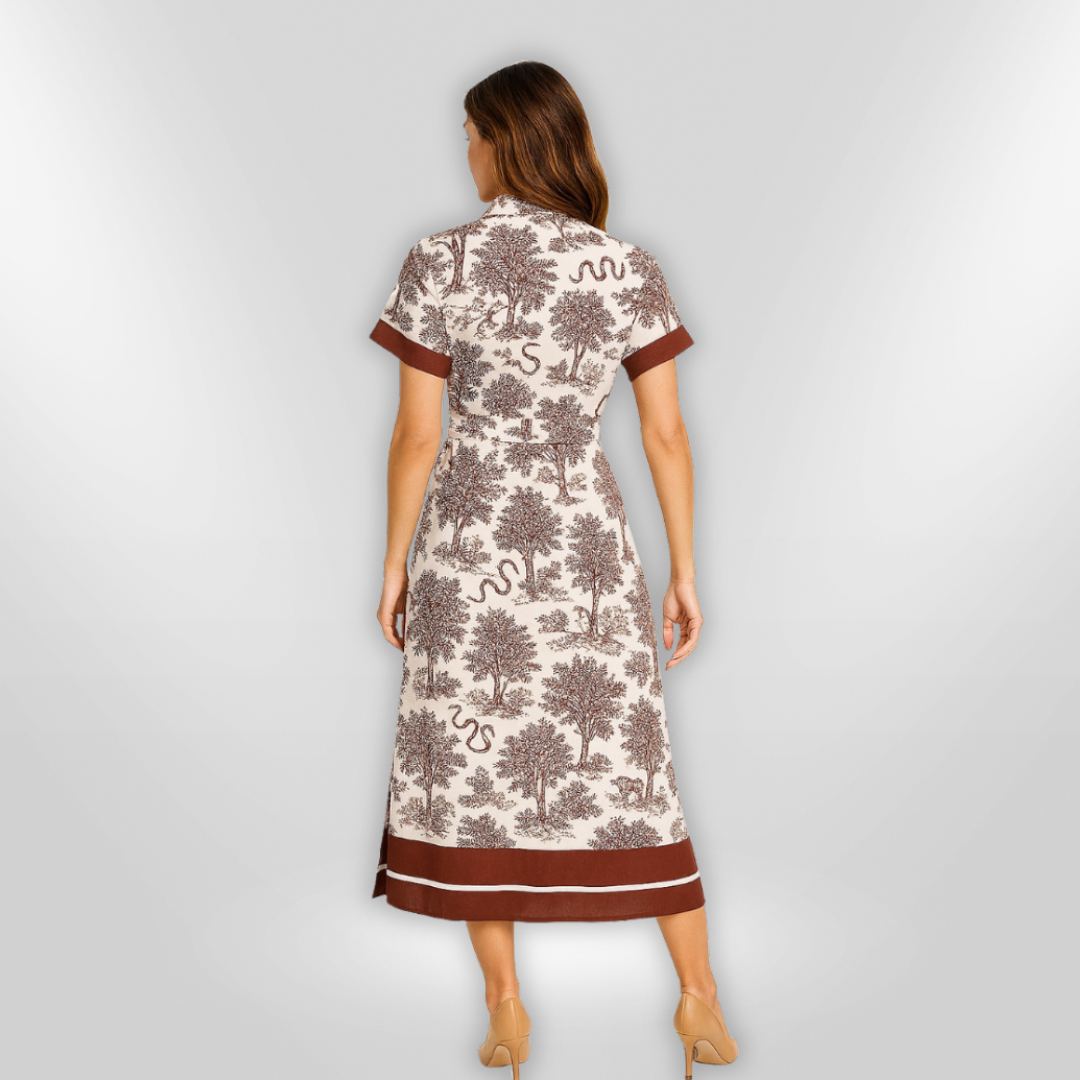 Kvinnors Avslappnad Klänning Med Naturinspirerat Mönster 2