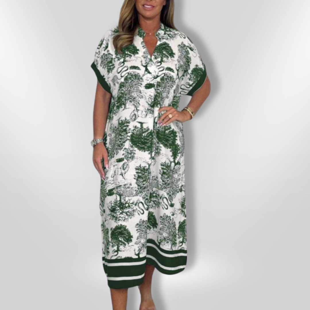 Kvinnors Avslappnad Klänning Med Naturinspirerat Mönster 8