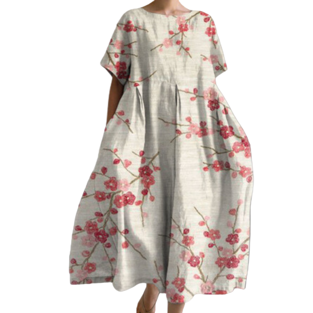 Kvinnors Avslappnad Klänning med Rund Halsringning 0