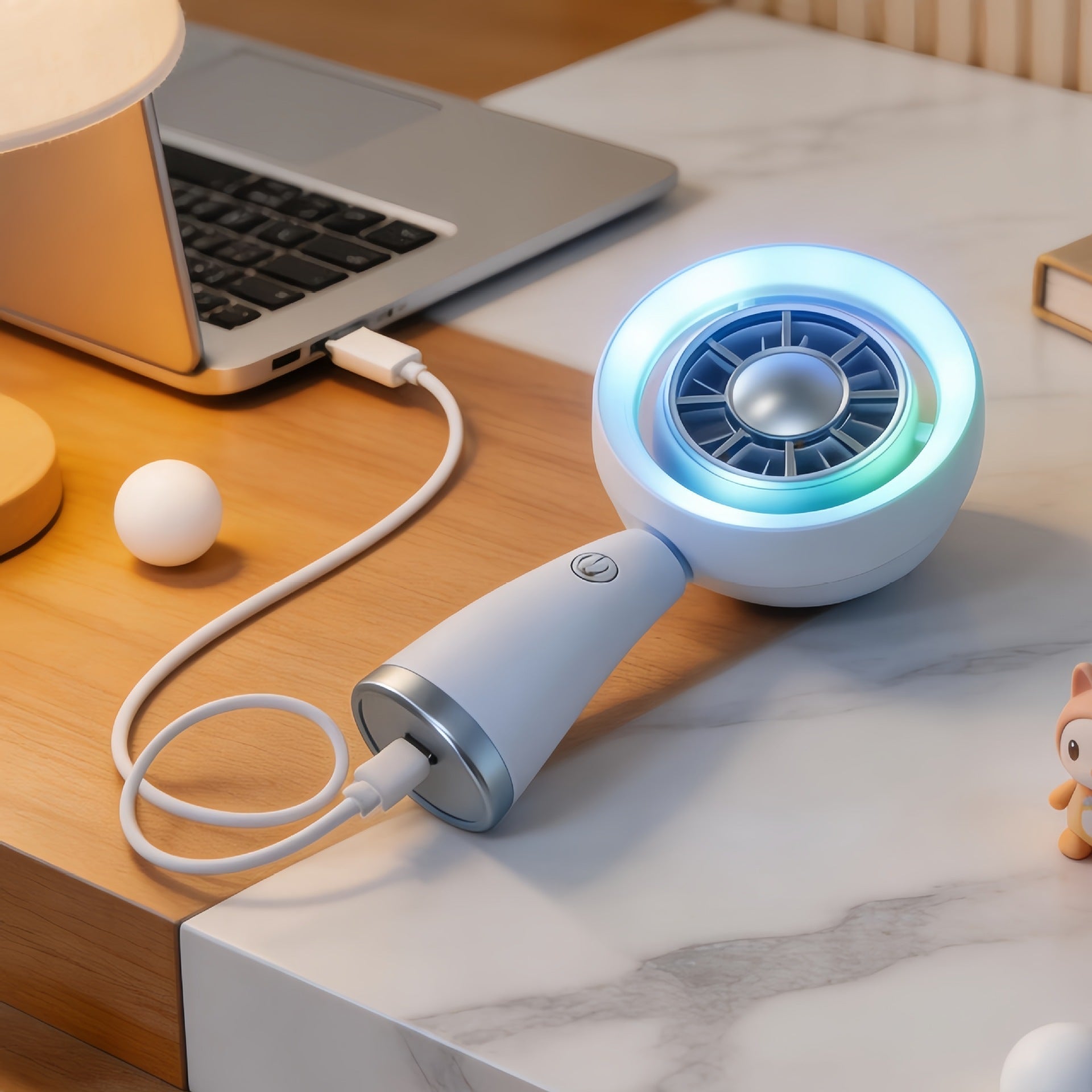 Kvinnors Bärbar Handfläkt Med RGB-Belysning 2