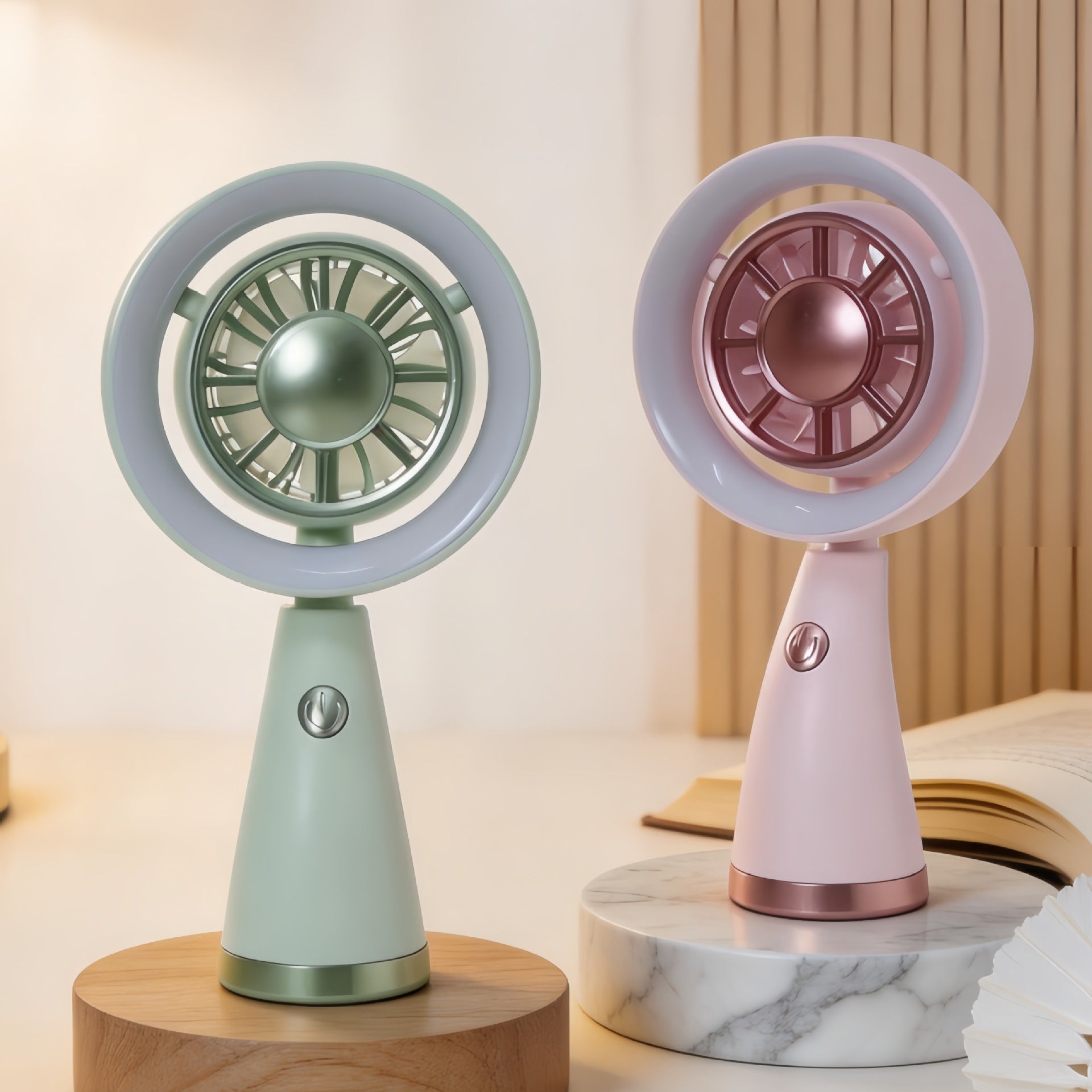Kvinnors Bärbar Handfläkt Med RGB-Belysning 3