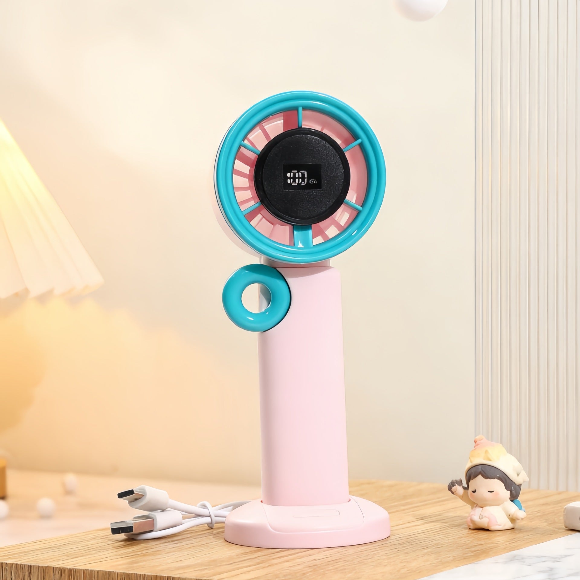 Kvinnors Bärbar Handfläkt med LCD-Skärm och Modern Design 5