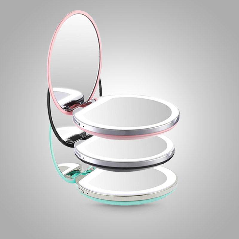 Kvinnors Bärbar Sminkspegel Med Belysning Kompakt Design 5