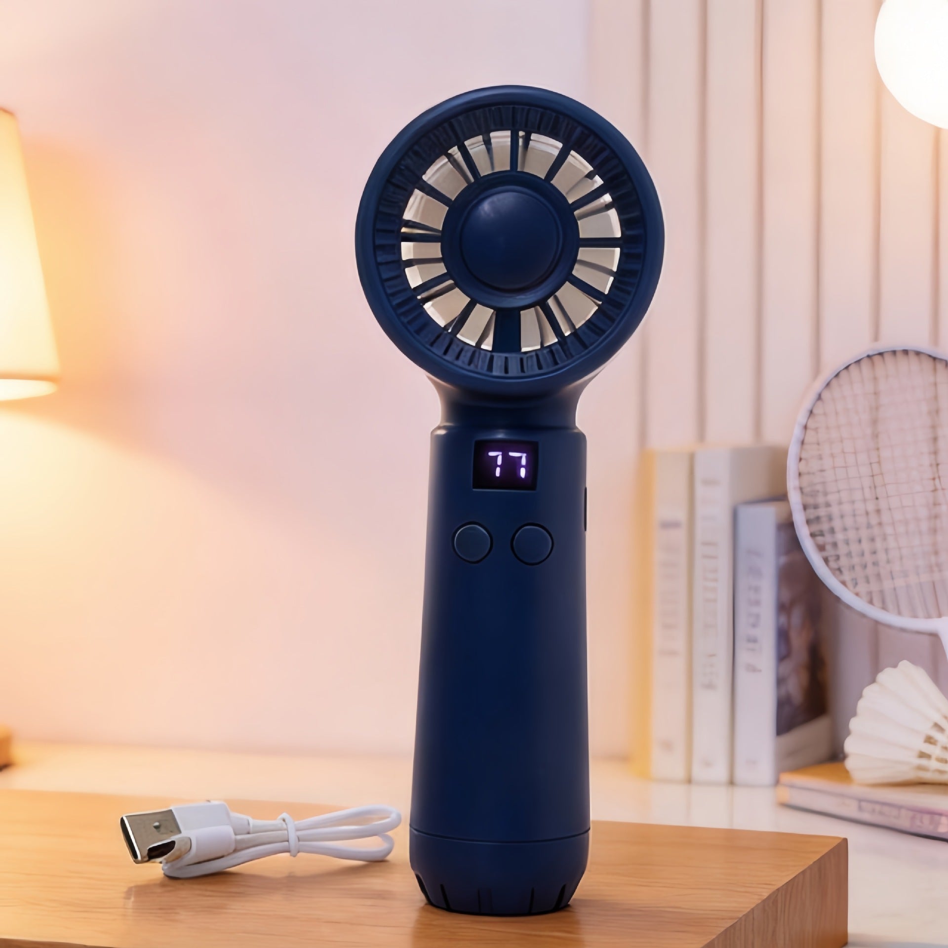 Kvinnors Bärbar USB-Fläkt med Temperaturdisplay och Fyra Hastighetsnivåer 5