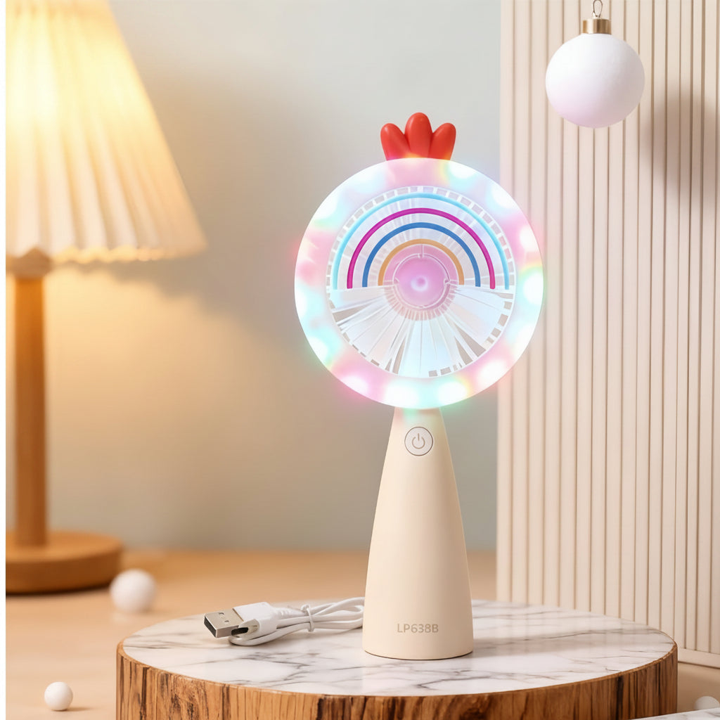 Kvinnors Bärbar USB-Handfläkt med LED-Belysning 0