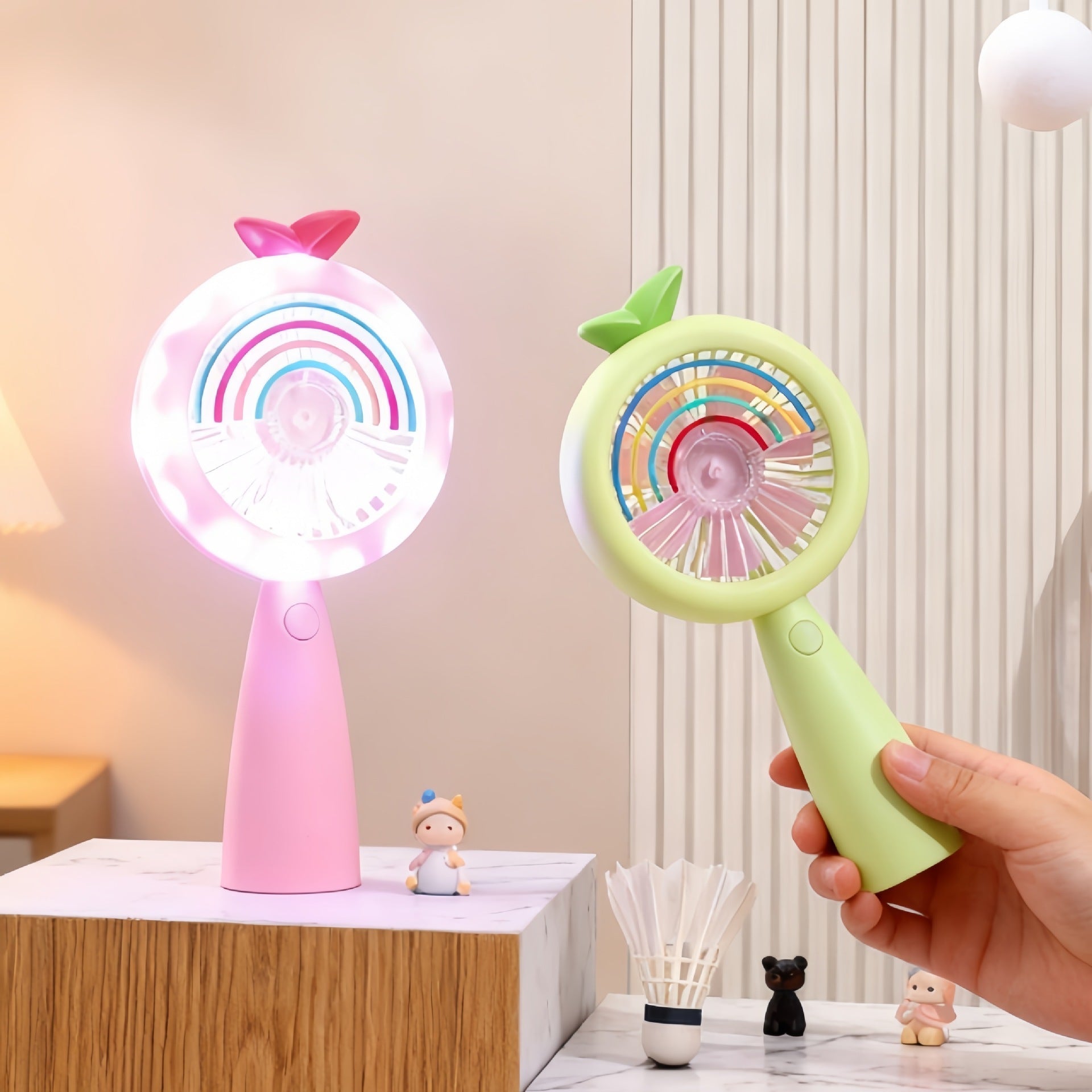 Kvinnors Bärbar USB-Handfläkt med LED-Belysning 1