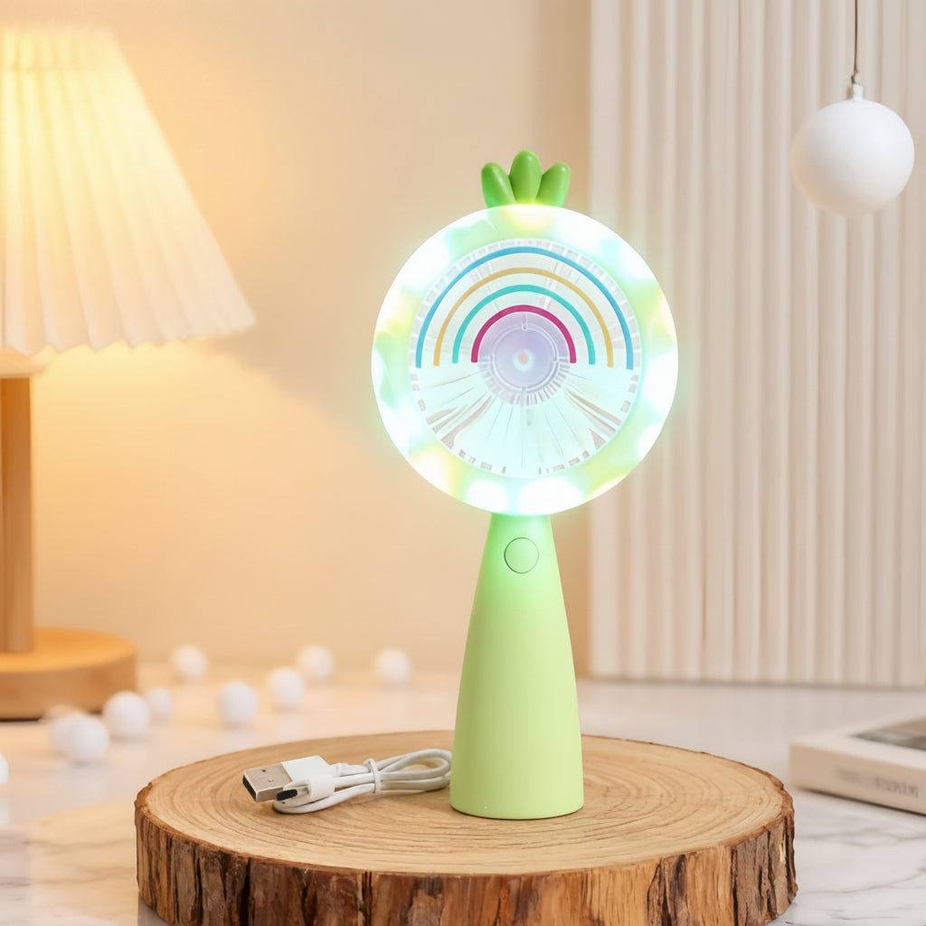 Kvinnors Bärbar USB-Handfläkt med LED-Belysning 6