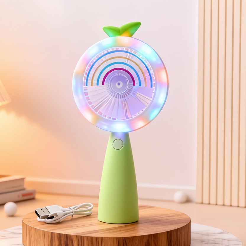 Kvinnors Bärbar USB-Handfläkt med LED-Belysning 9