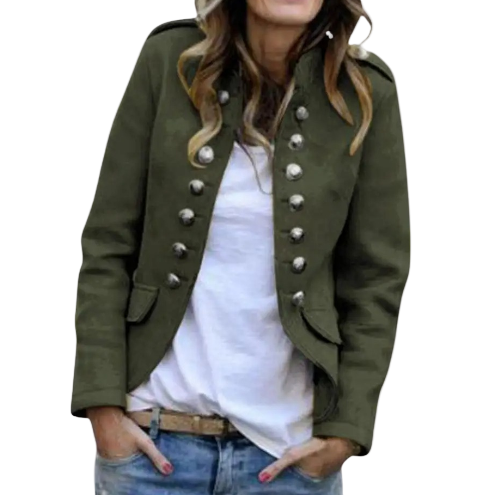 Kvinnors Blazer med Stand-up Krage och Knapplåsning 0