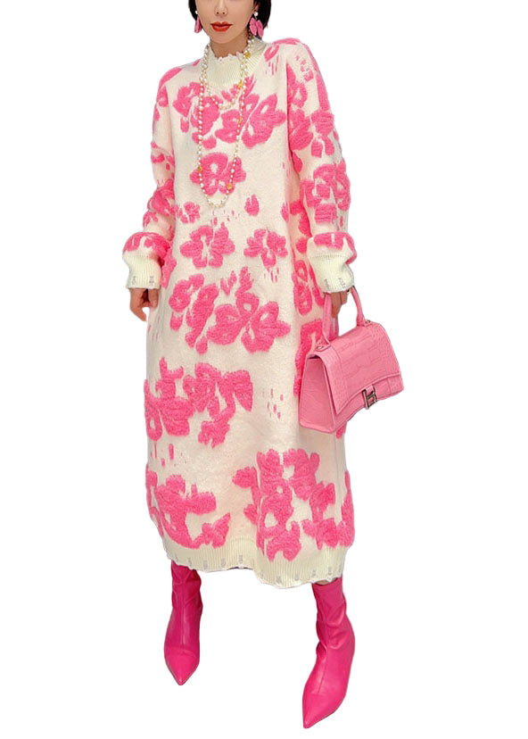 Kvinnors Blommig Klänning Hög Nacke 0