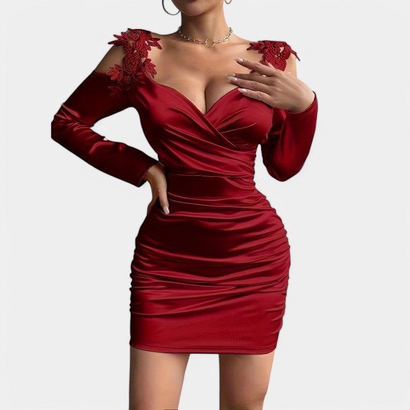 Kvinnors Bodycon Klänning Långa Ärmar Polyester 1