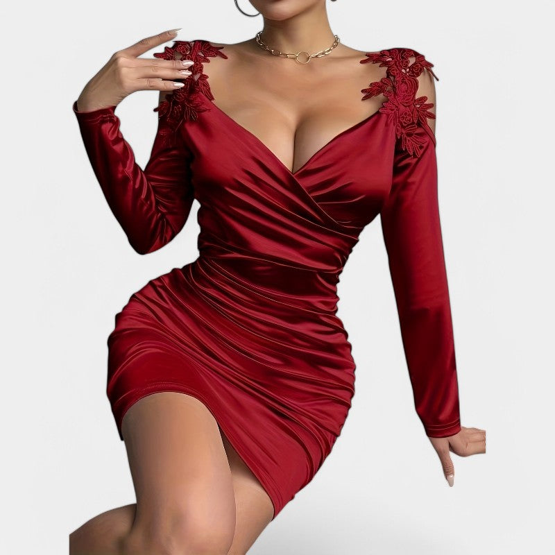 Kvinnors Bodycon Klänning Långa Ärmar Polyester 3