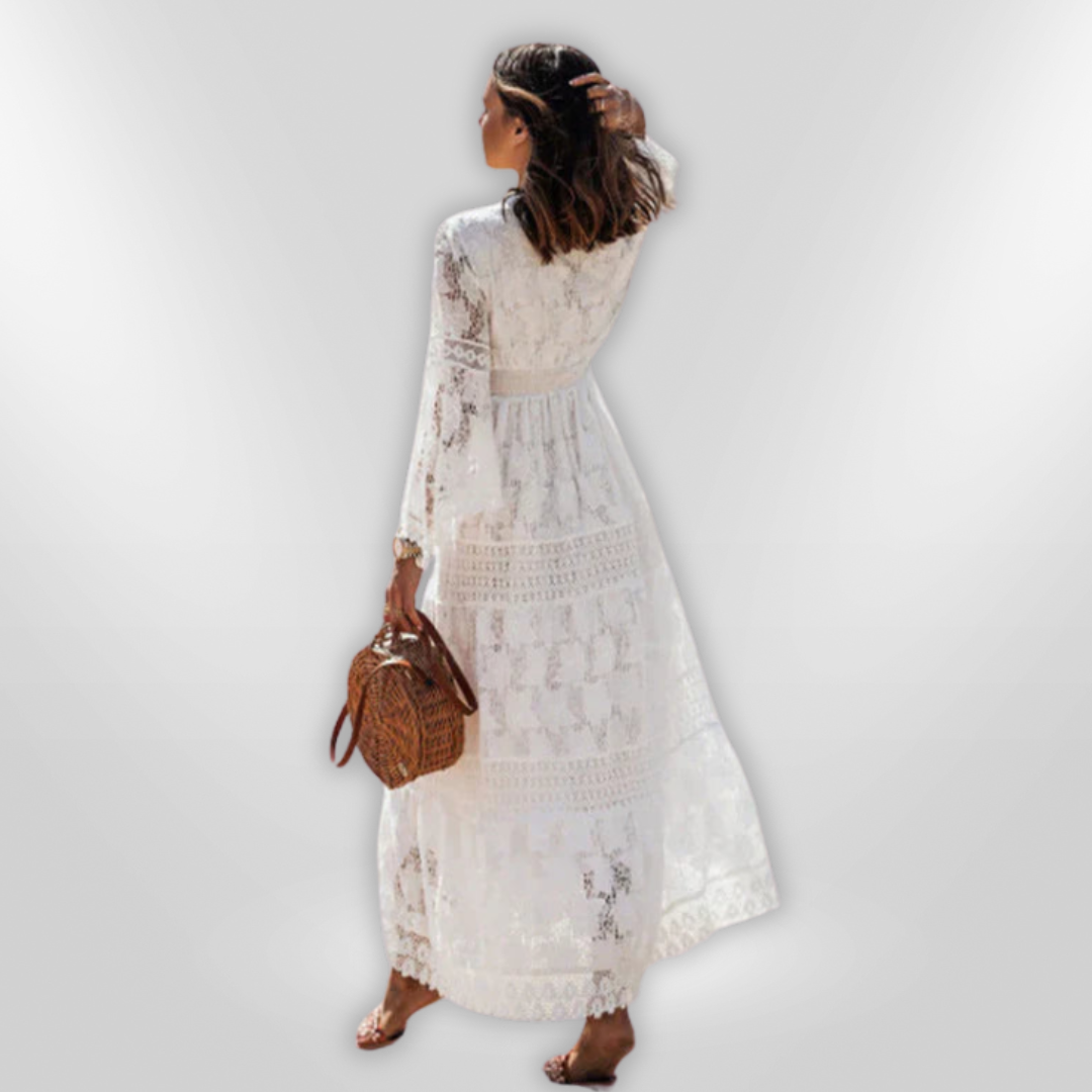 Kvinnors Boho Klänning Långa Ärmar Polyester 2