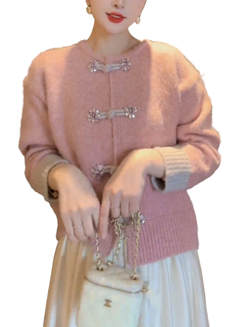 Kvinnors Cardigan O-halsad Med Knäppning 1