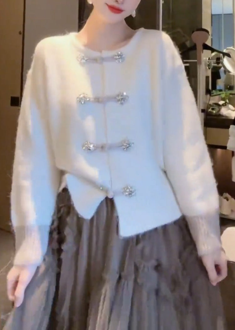 Kvinnors Cardigan O-halsad Med Knäppning 4