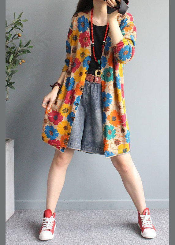 Kvinnors Cardigan V-ringning med Tryck 3