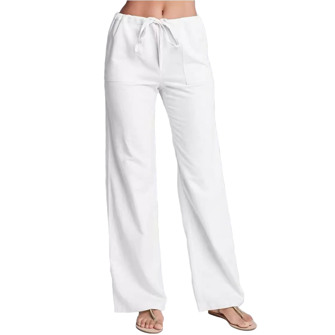 Kvinnors Casual Byxor Löst Snitt Bomull Linneblandning 0