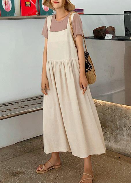 Kvinnors Cinched Linne Klänning med Spaghetti Remmar 4