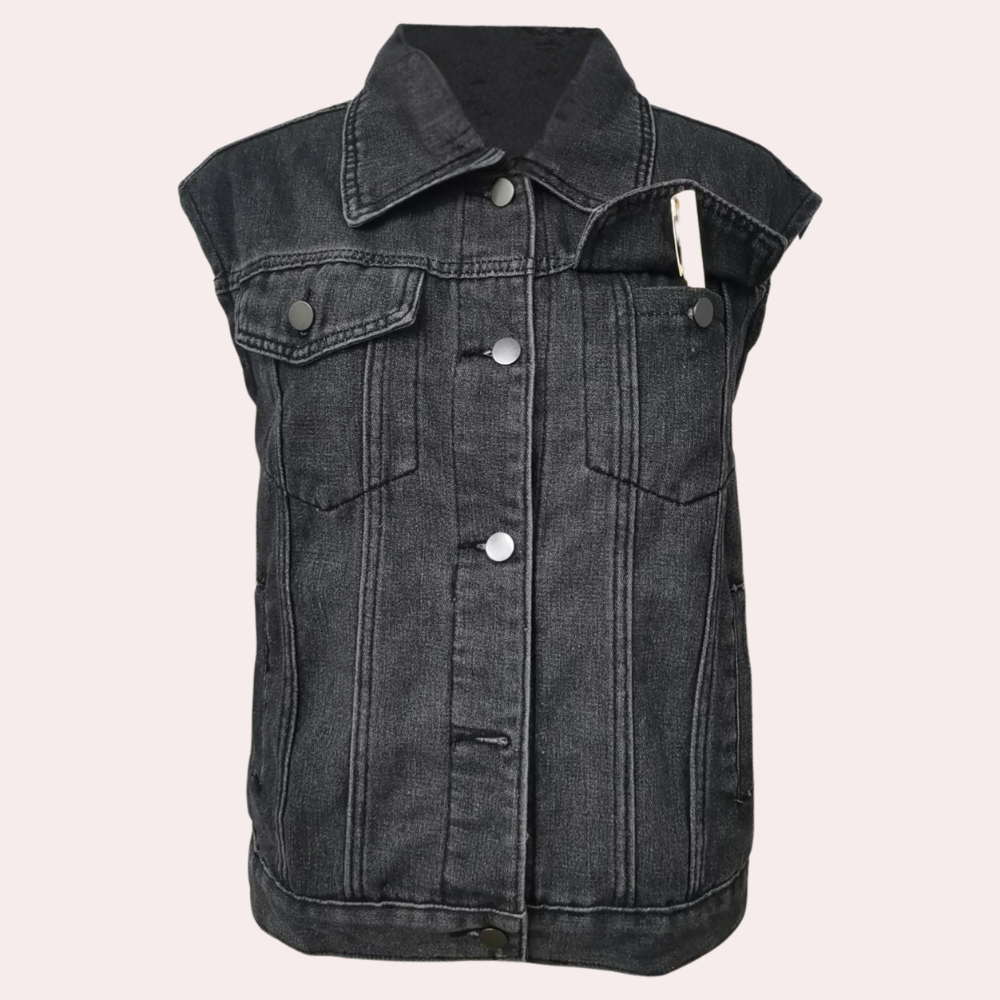Kvinnors Denim Vest Klassisk Stil 3