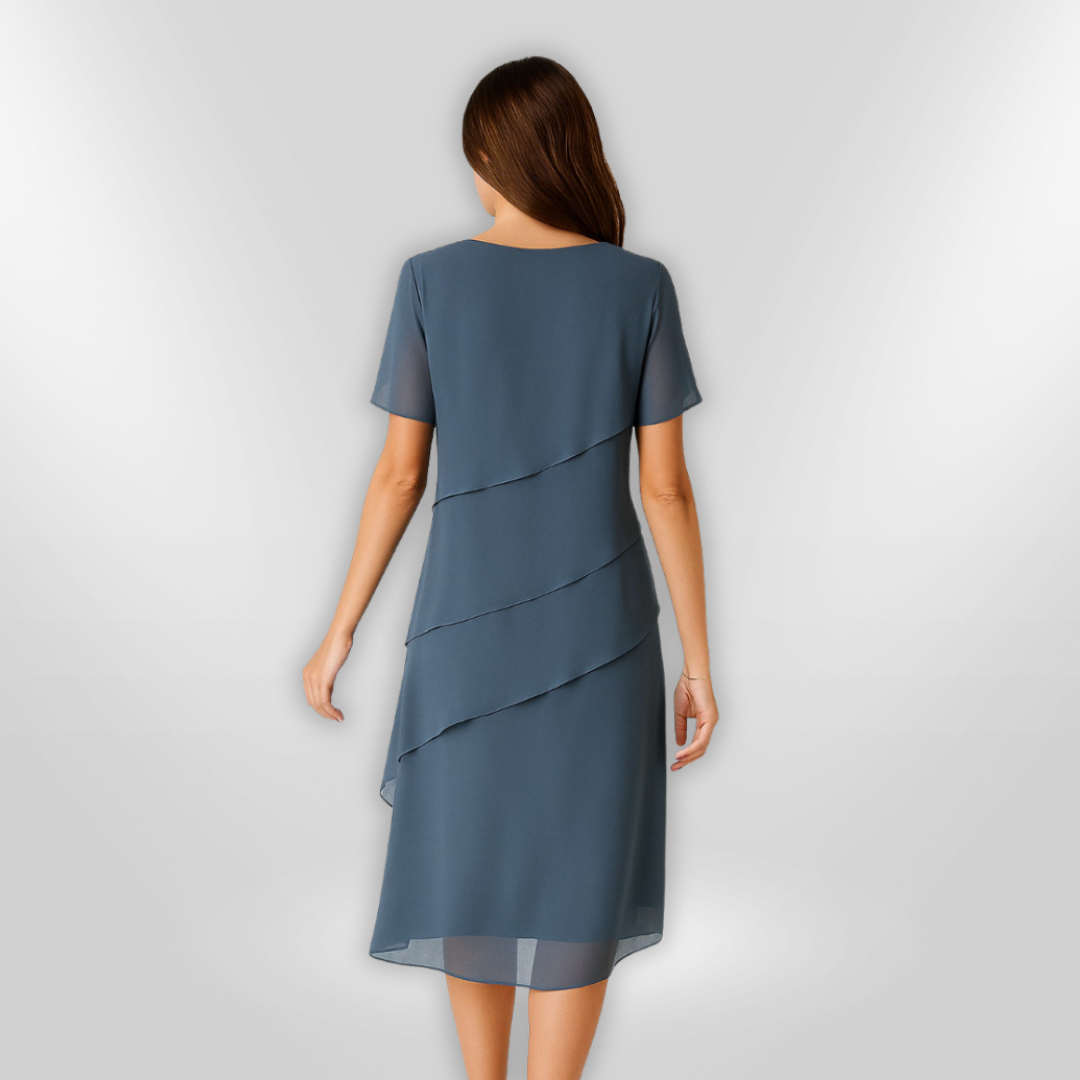 Kvinnors Elegant Klänning i Chiffon med Lagerdesign 2