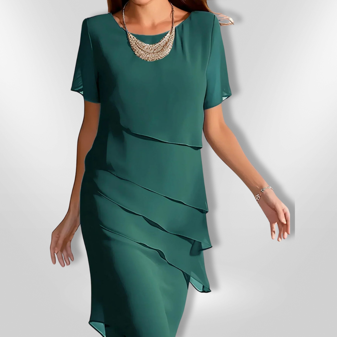 Kvinnors Elegant Klänning i Chiffon med Lagerdesign 7