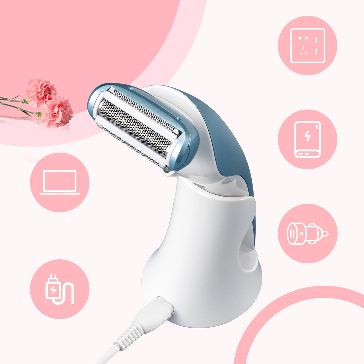 Kvinnors Elektriska Rakapparat 5-i-1 för Ansikte och Kropp 2