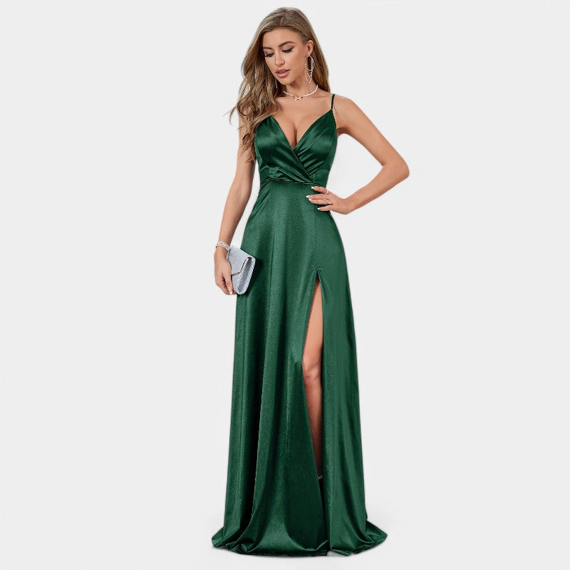 Kvinnors Formell Klänning med V-ringning i Satin 7