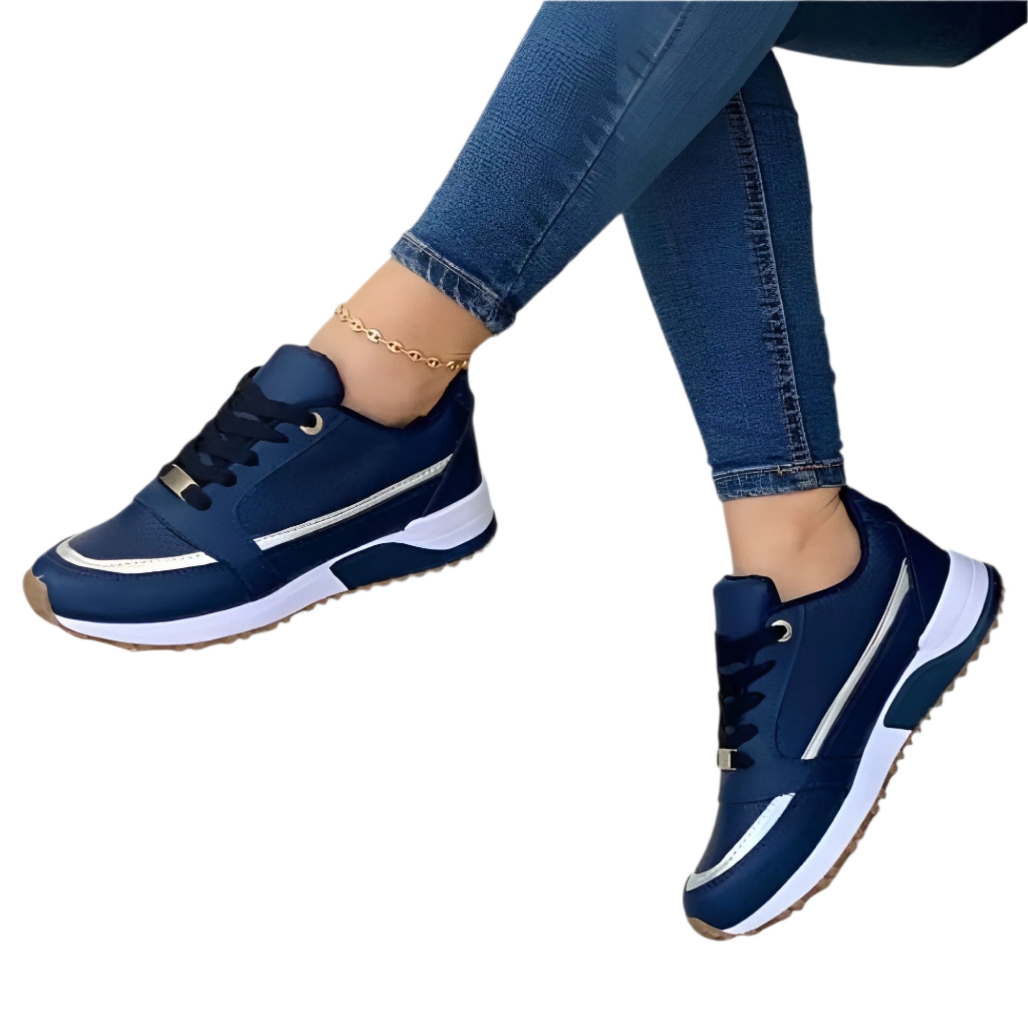 Kvinnors Funktionella Skor i Läder och Textil 0