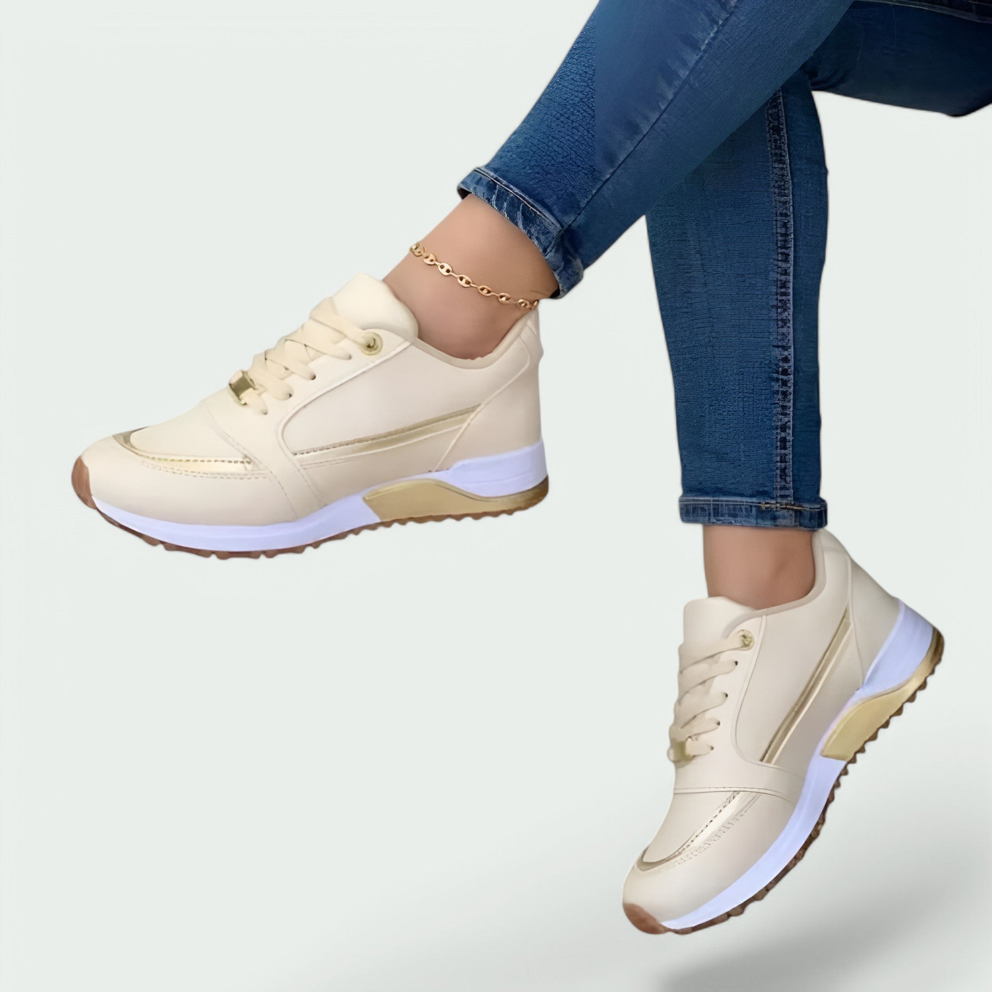 Kvinnors Funktionella Skor i Läder och Textil 1