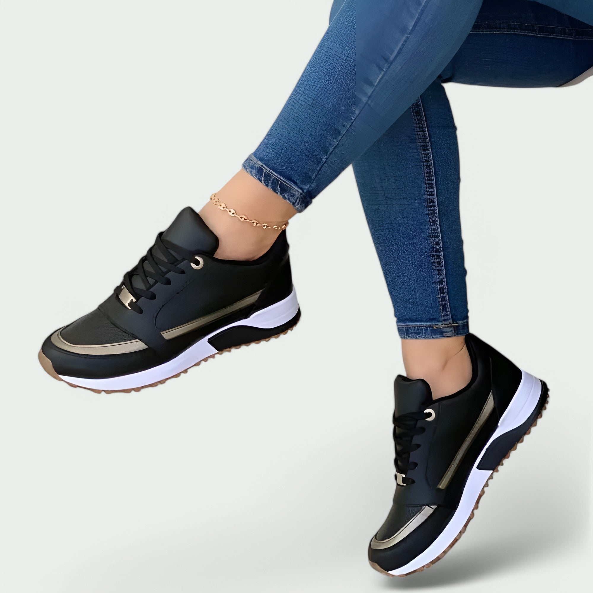 Kvinnors Funktionella Skor i Läder och Textil 3