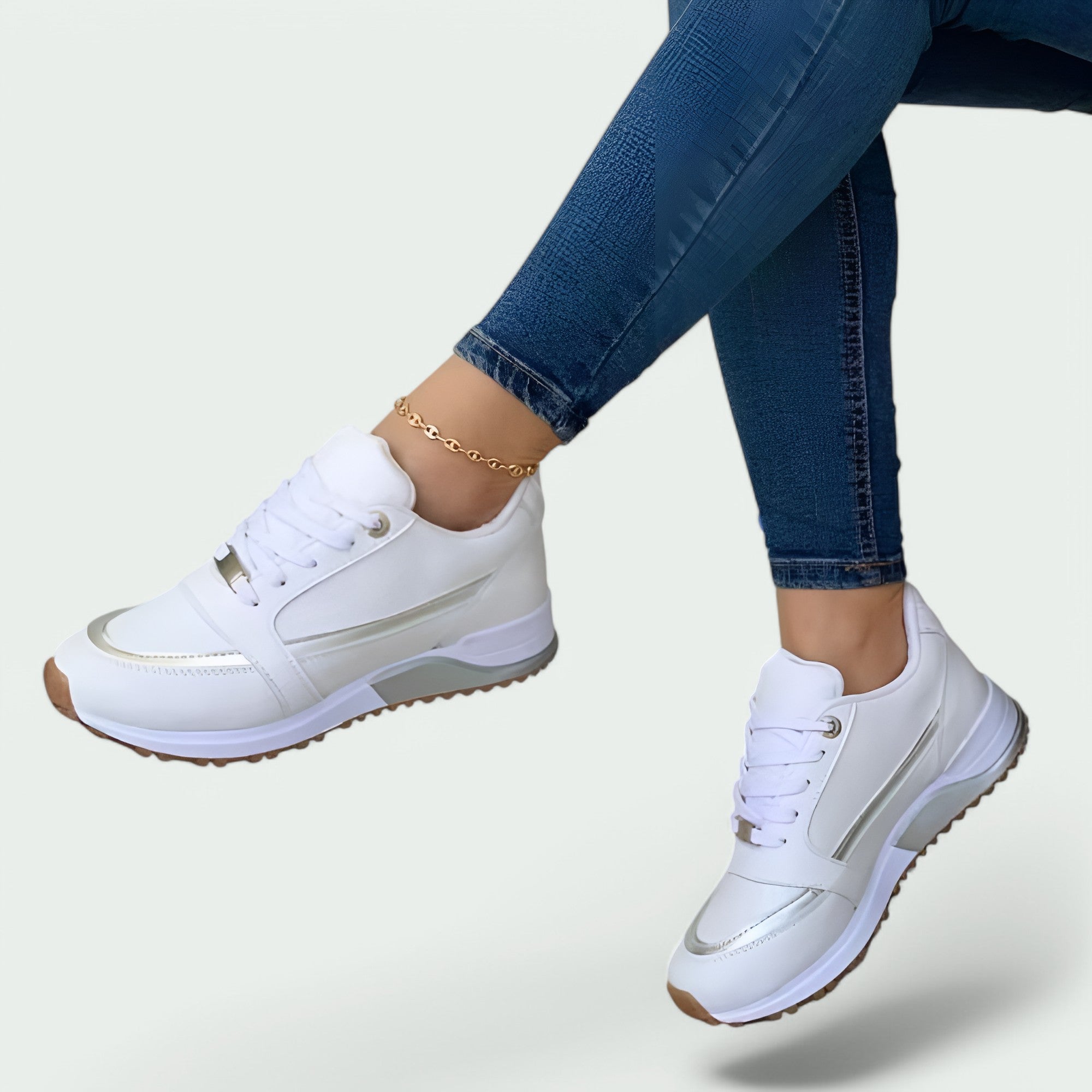 Kvinnors Funktionella Skor i Läder och Textil 4