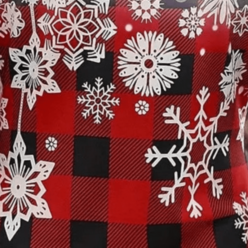 Kvinnors Julklänning med Snöflingor i Röd Rutig Design 2