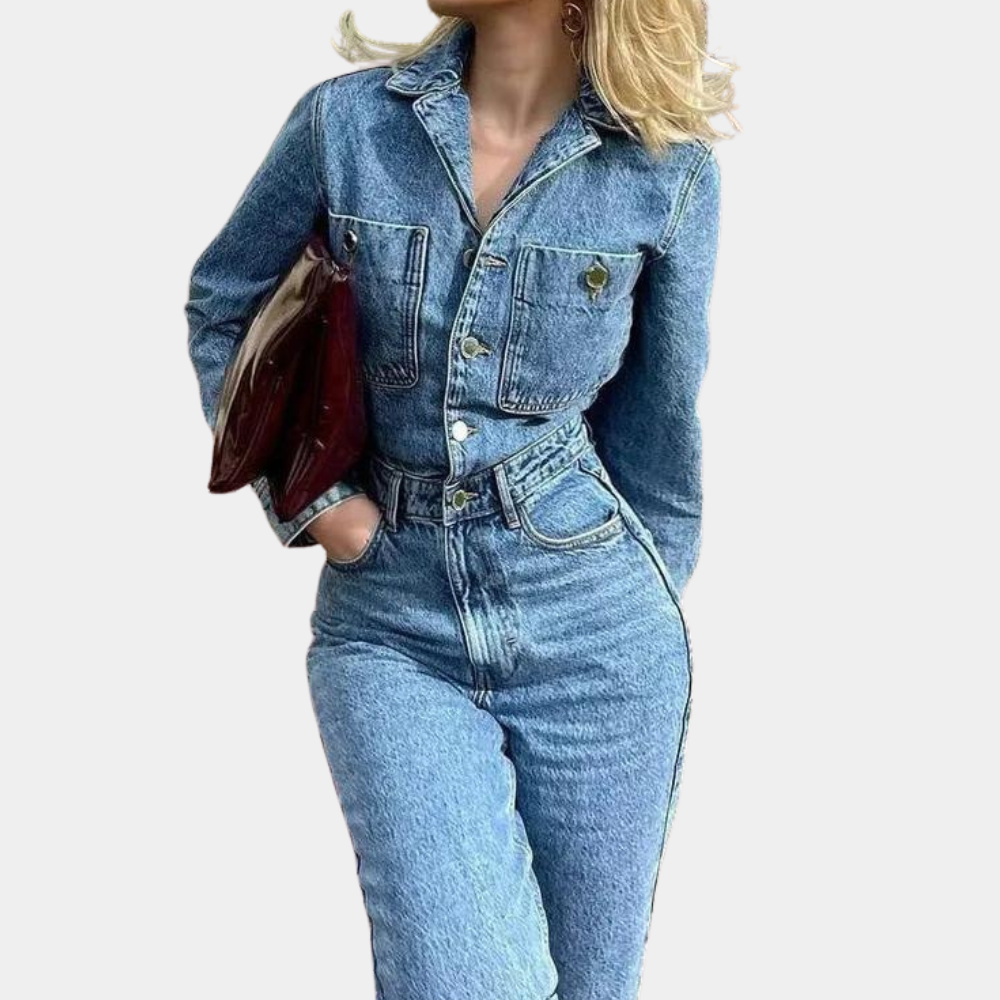 Kvinnors Jumpsuit Med Långa Ärmar Och Rak Silhuett 1