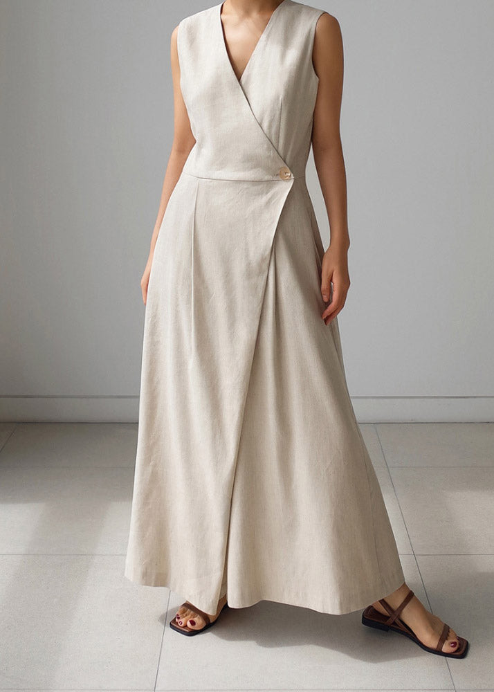 Kvinnors Jumpsuit V-ringning med Knappfickor Trendig Loose Fit 1