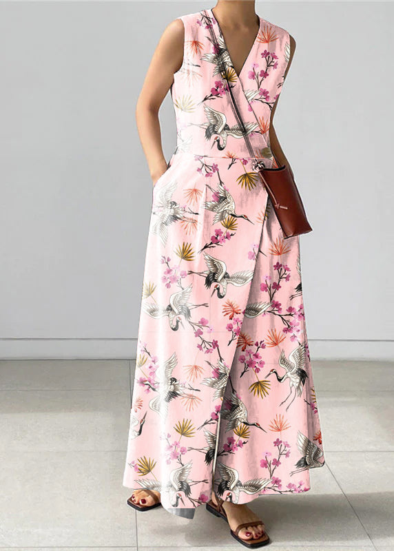 Kvinnors Jumpsuit V-ringning med Knappfickor Trendig Loose Fit 5