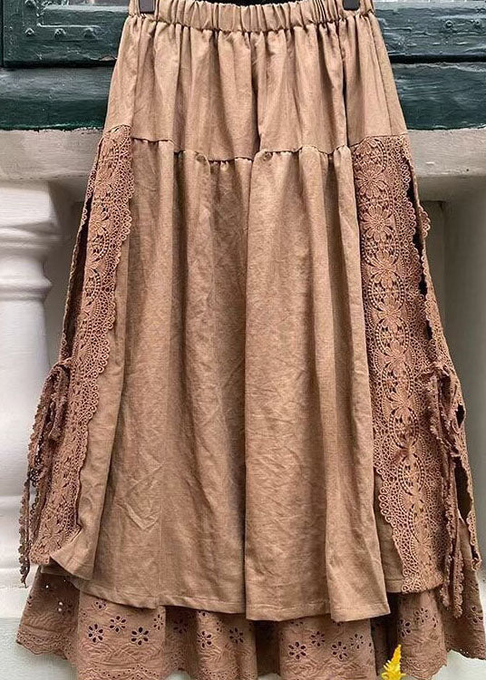 Kvinnors Kjol med Spetsdetaljer och Elastisk Midja 3