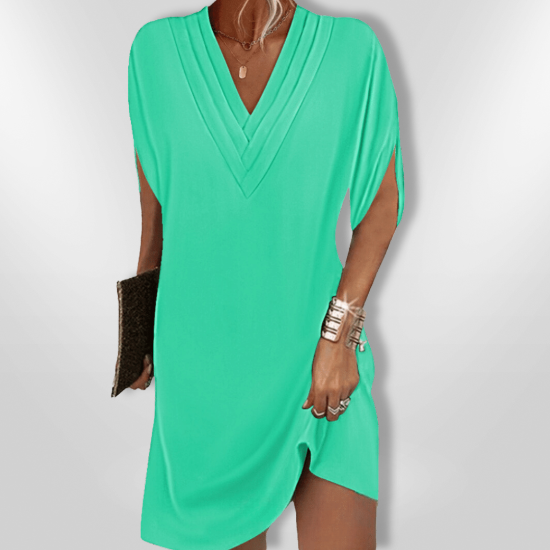 Kvinnors Klänning Flödande V-ringning Mjuk Lättvävd 8