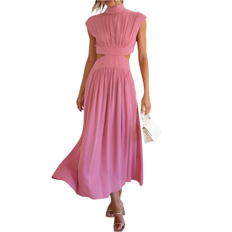 Kvinnors Klänning Kortärmad Höga Kragen Polyester 0