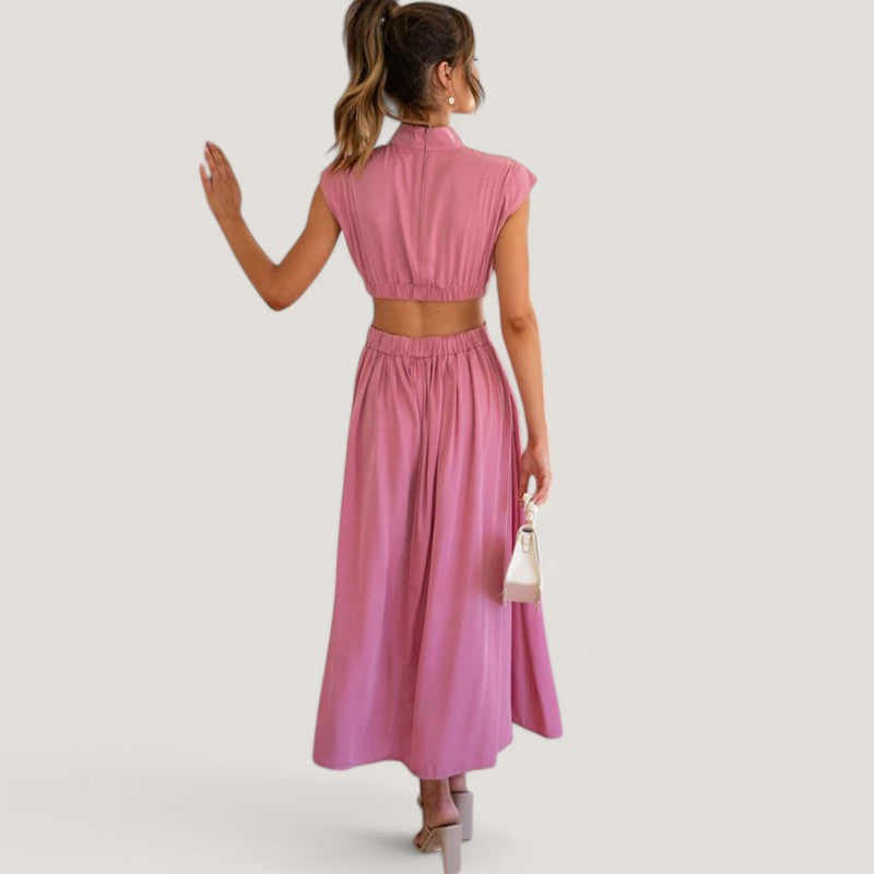 Kvinnors Klänning Kortärmad Höga Kragen Polyester 1