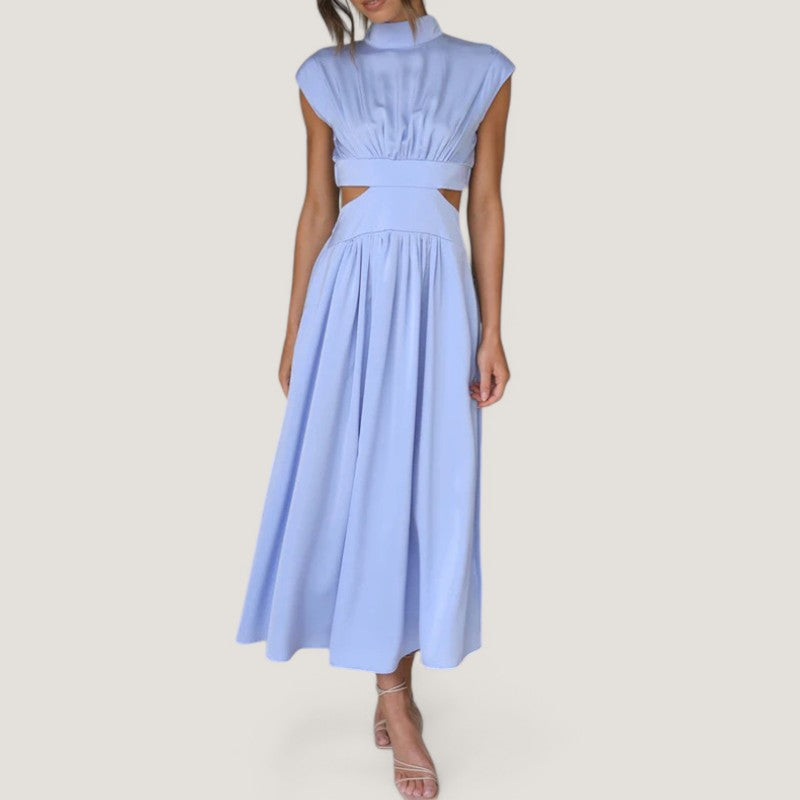 Kvinnors Klänning Kortärmad Höga Kragen Polyester 4